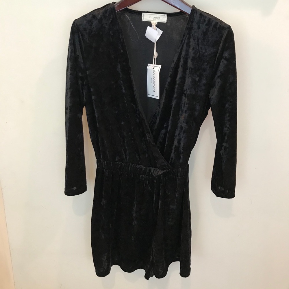 NEW! Velvet Black Romper Surplice NWT by No Commen